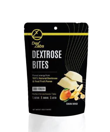 Dextrose Bites - Dextrose Melts Made with Dextrose Powder - Dextrose for Workout and Running Energy Snacks - Glucose Tablets Portable Energy Melts (Banana Mango) (Pack of 01) Banana Mango Pack of 01