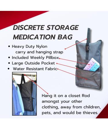 Portable Pill Bottle Organizer Bag - Lockable & See-Through Pockets | Large Heavy-Duty Medicine Organizer with Weekly Pill Box (Grey - Buy Online on GoSupps.com