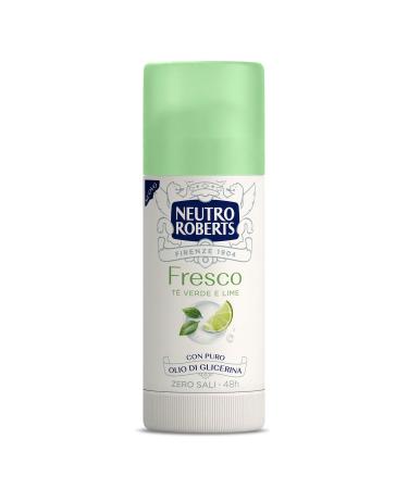 Neutro Roberts Neutro Roberts Fresh Green Deodorant Stick Green Tea and Lemon Zero Aluminum Salts Zero Stain With Pure Glycerin Oil Deodorant for Men and Women Dermatologically Tested 40 ml 48h