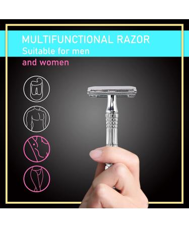 BAILI Classic Double Edge Safety Razor Set with Platinum Blade - Silver BD176 - Buy Online on GoSupps.com
