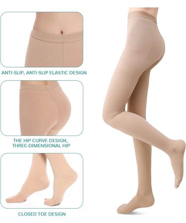 Medical Compression Pantyhose Stockings - Plus Size 20-30mmHg Graduated Support for Swelling, Varicose Veins - Closed Toe Beige - Men and Women - Buy Online on GoSupps.com