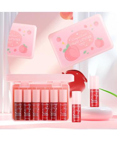 6 Colors Peach Lip Tint Set - Korean Waterproof Lip Stain & Gloss for Lips & Cheeks | Long Lasting High Pigment Makeup - Buy Online on GoSupps.com