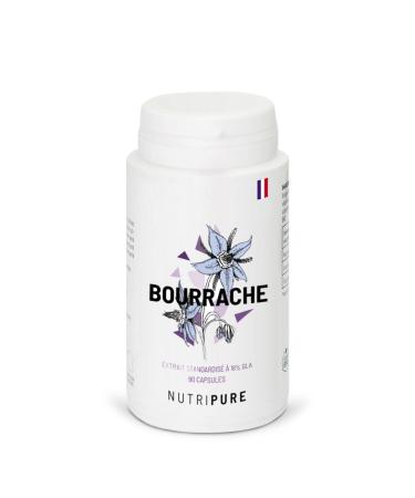 Nutripure | Organic Borage Oil | Natural Hydration and Skin Flexibility | Cold Extracted Virgin Oil | Rich in Gamma Linolenic Fatty Acid | 90 Capsules 500mg | 1 Month | Made in France