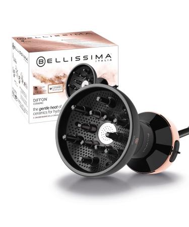 Bellissima Ceramic Diffon Hot Air Diffuser for Curly Hair (2 Air/Temperature Combinations Gentle Heat Technology Frizz-Free Curls Diffuser and Hairdryer in a Single Tool) 700W UK Plug Diffon Ceramic Black/Rosegold