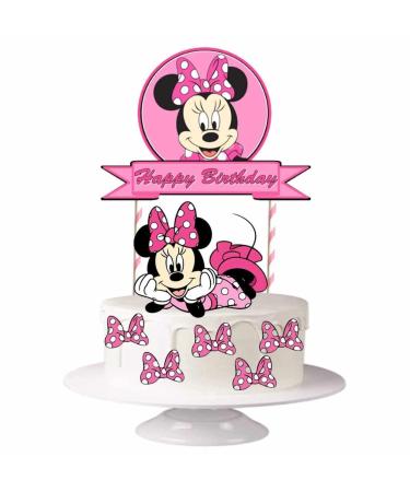 Pink Birthday Cake Topper Cake Decoration Self-assembly