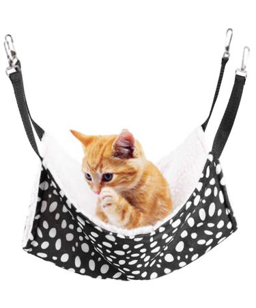 Rolybag Pet cage Hammock,pet Hammock,pet Cats Hammock,Soft Plush pet Bed,Suitable for Ferret Cotton Hammock,Guinea Pig,Hamster,Gerbil, Kittens,Cats cage,etc Black-white dot 1