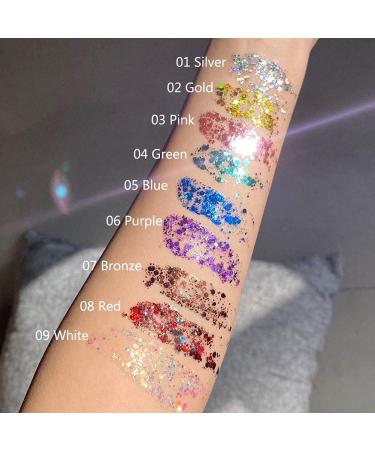 Mermaid Sequins Body Glitter Gel - Long Lasting Makeup for Face, Body, Hair, and Eyes - Silver - Perfect for Festivals and Parties - Easy to Apply and Remove - Buy Online on GoSupps.com