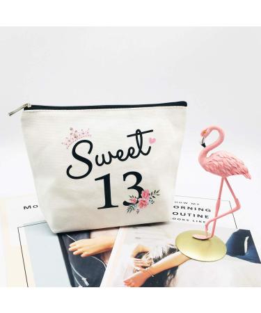 Sweet Thirteen Gifts for Teen Girls - 13th Birthday Ideas, Makeup Bag for Best Friend or Daughter - Buy Online on GoSupps.com