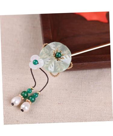 Mikinona Antique Hairpin Green Hair Clips Hanfu Girls Headwear Green Vintage Hairpin Chinese Handmade Hair Accessories Retro Chinese Stylish Clips Retro Hair Pin Copper Bride Walk - Buy Online on GoSupps.com