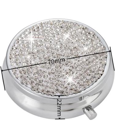 Bling Pill Box - 3 Compartment Medicine Organizer with Rhinestones | Waterproof Silver Pill Case for Vitamins & Supplements - Buy Online on GoSupps.com