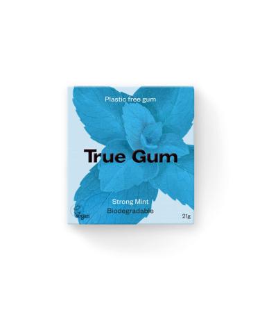 True Gum Strong Mint - Plastic-Free Biodegradable Vegan Chewing Gum (21g) | Eco-Friendly International Shipping - Buy Online on GoSupps.com
