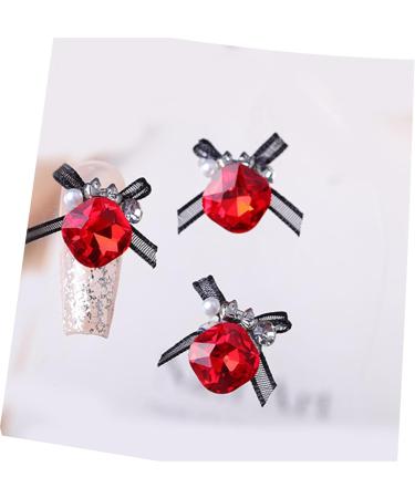 3pcs Nail Art With Rhinestones Organza Bowknot Fingernail Decoration For Salon Home Use Nail Accessories Kit - Buy Online on GoSupps.com