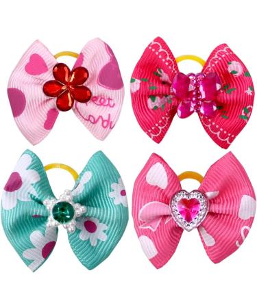 60pcs Dog Hair Bows - Grooming Bows for Dogs with High Tenacity Rubber Bands - 30 Beautiful Puppy Bows in Mix - Buy Online on GoSupps.com