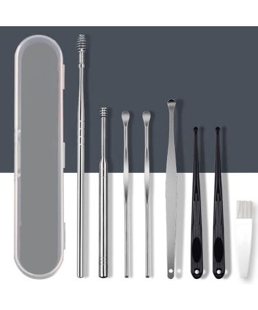 8 Pcs Ear Pick Earwax Removal Kit  Coffea Ear Cleansing Tool Set  Ear Curette Ear Wax Remover Tool with a Cleaning Brush and Storage Box