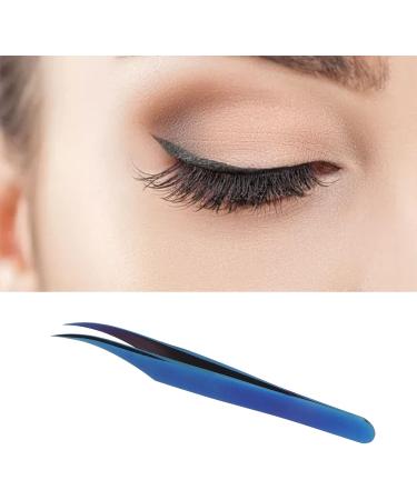 Blue Stainless Steel Curved Eyelash Tweezers for False Eyelash Extensions - Precision Beauty Tool | International Shipping - Buy Online on GoSupps.com