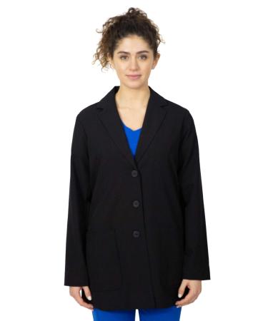 Healing Hands Lab Coat Women 3 Pocket Full Sleeve Mid-Length 5053 Faith The White Coat Minimalist Collection XX-Large Plus Black