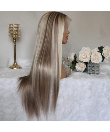 Aisom Long Straight Ombre Lace Front Wig - 22IN Highlight Blonde for Women - Buy Online on GoSupps.com