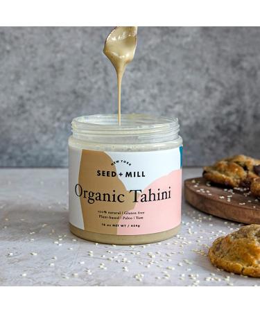 Seed + Mill Organic Tahini Sauce - Vegan, Kosher, Non-GMO, Keto, Paleo, Whole30, Gluten Free - 16oz Silky Smooth Texture - Perfect for Hummus, Dips, Dressings, Falafel, and Halvah - 1 Pound Pack - Buy Online on GoSupps.com