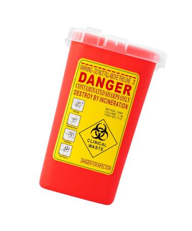EXCEART Sharps Disposal Container Biohazard Needle and Syringe Disposal Small Portable Container for Travel Home Use and Professional (Red)