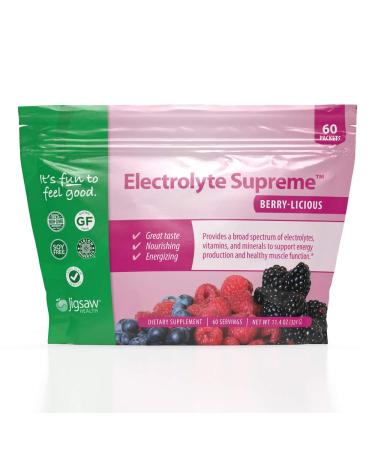 Jigsaw Health Electrolyte Supreme Packets, Berry Licious, 60 Servings Packets Berry 60 Servings (Pack of 1)