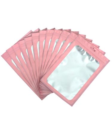 100-pack mylar packaging bags for small business sample bag smell proof resealable zipper pouch bags jewelry food Lip gloss eyelash phone case bracelet keychain package supplies etc -front frosted window -cute (Pink, 2.753.93 inches) Pink 2.753.93 inches
