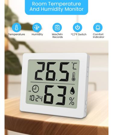 Pitasha Digital Thermo-Hygrometer - 3.2 LCD Desktop Thermometer & Hygrometer with Clock | Accurate Temperature & Humidity Measurement | International Shipping Available - Buy Online on GoSupps.com