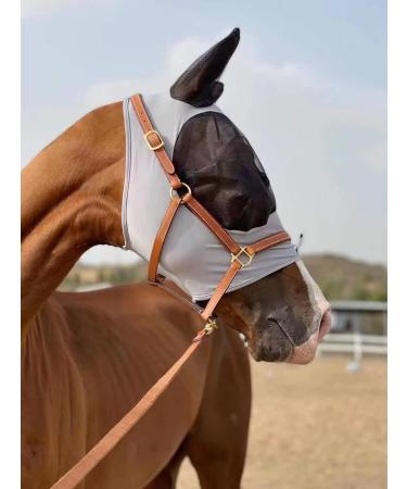 TGW RIDING Horse Fly Mask Super Comfort Horse Fly Mask Elasticity Fly Mask with Ears(L Light Gray) L Light Gray - Buy Online on GoSupps.com