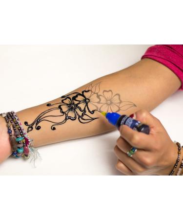 Henna City All-natural Jagua Tattoo Kit (1 oz) - Temporary & Semi-permanent Organic Henna Tattoo Set with Cones and Stencils - Buy Online on GoSupps.com