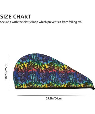 Hair Towel Wrap | Quick-Dry Turban with Button | Magical Mushrooms & Flowers | Ideal Hair Drying Solution - Buy Online on GoSupps.com