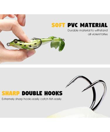 5pcs Pelican Mate Double Propeller Topwater Frog Lures Set - Realistic Bass Bait for Trout, Pike - Saltwater & Freshwater Fishing 3.55''/0.46oz - Buy Online on GoSupps.com