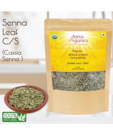 Darsa Organics Senna Leaf Cut & Sifted 4 oz | Organic Cassia Senna Tea for Constipation | USDA Organic Vegan Non-GMO Gluten Free Super Food - Buy Online on GoSupps.com