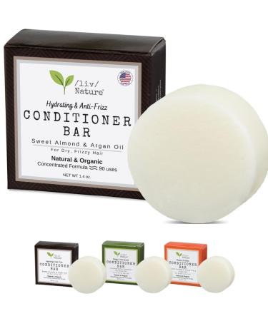 Conditioner Bar | Hydrating and Anti frizz for Dry Frizzy Hair | Cedarwood Argan Oil Sweet Almond Oil | Travel Essential | USA 1-pk