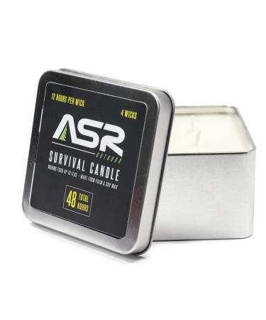 ASR Outdoor 4-Wick 48 Hour Survival Storm Candle for Camping Emergency Fire Starter in Tin 48 Hour 4-Wick