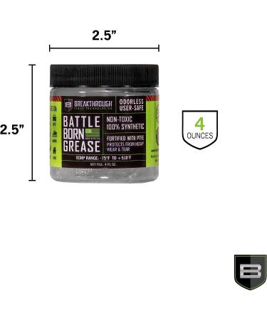 Breakthrough Clean Battle Born Gun Grease 4oz Jar - PTFE Fortified Gun Lubricant for Rust and Corrosion Protection - Buy Online on GoSupps.com