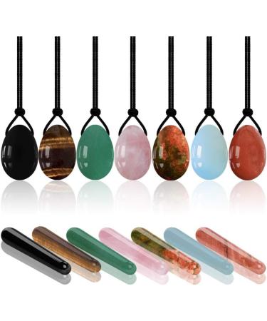 13 Types Yoni Egg Crystal Massage Stick Set - Natural Jade & Serpentine for Holistic Wellness - Buy Online on GoSupps.com