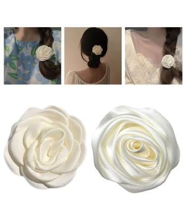 MYhose Milk White Flowers Hair Clip - Artificial Camellia Rose Alligator Hairpins for Women - Buy Online on GoSupps.com