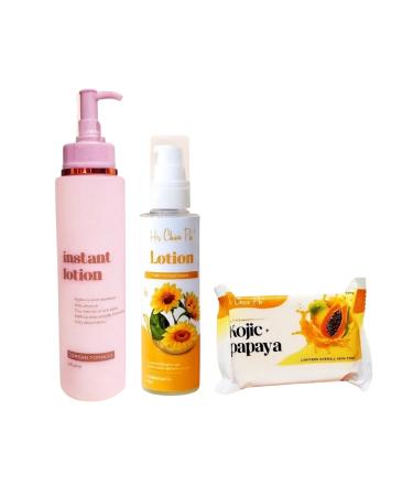 Her Choice PH Set C: Body Radiance Combo Kojic + Papaya Soap 120g Instant Moisturizing Lotion SPF 50 (250ml) Sunflower Beauty Oil for Smooth Hydration