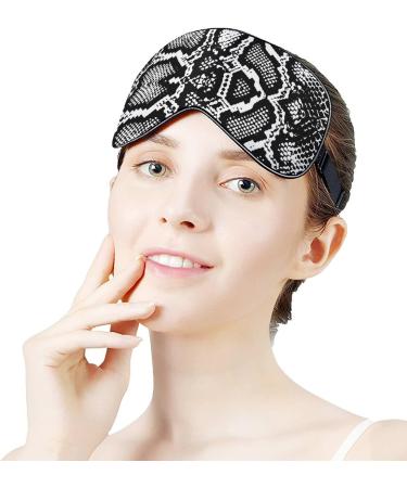 Adjustable Black and White Snake Skin Sleep Mask for Women | Comfortable Eye Shades Cover with Elastic Strap - Shop Now - Buy Online on GoSupps.com