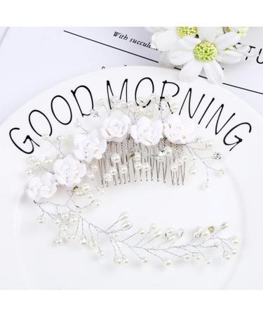 FRCOLOR Pearl Hair Accessories teasing bridal headpiece flower girl clip Bridal Bridal Side Combs Bridal Hairpin Bridal Headdress Pearl Wedding headgear Women Hair Accessories - Buy Online on GoSupps.com