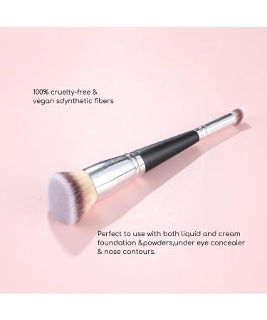 MOGILAN Double Sided Makeup Brush Angled Founation Brush Concealer Brush for Liquid Cream Powder Makeup Blending Contouring Premium Vegan Fibers Face Brush - Buy Online on GoSupps.com