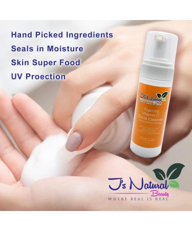 Buy J's Natural Beauty Foaming Vitamin C Facial Cleanser | Organic Grapefruit Orange & Lemon Scent | Rosehip & Aloe Vera | International Shipping - Buy Online on GoSupps.com