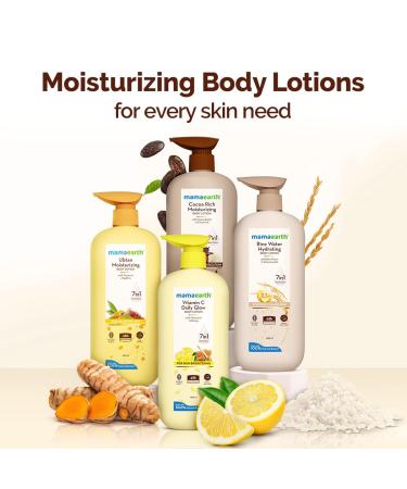 MAMAEARTH Ubtan Moisturizing Body Lotion with Turmeric & Saffron for Glowing Skin 400 ml | 48H Moisturization | Nourishes Dry Skin | 7in1 Total Care | 100% Natural Butter | Non-Greasy Smooth Skin - Buy Online on GoSupps.com
