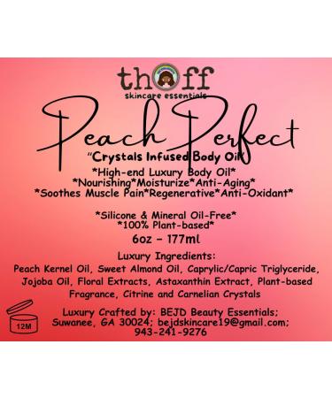 Peach Perfect Luxury Body Oil 6oz | 100% Plant-Based Silicone & Mineral Oil Free - Infused with Peach Kernel Sweet Almond & Organic Jojoba Oils - Buy Online on GoSupps.com