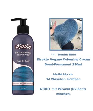 Mattie 11 Denim Blue Vegan Semi-Permanent Hair Dye - 210ml Direct Color Cream for Vibrant Results - Buy Online on GoSupps.com
