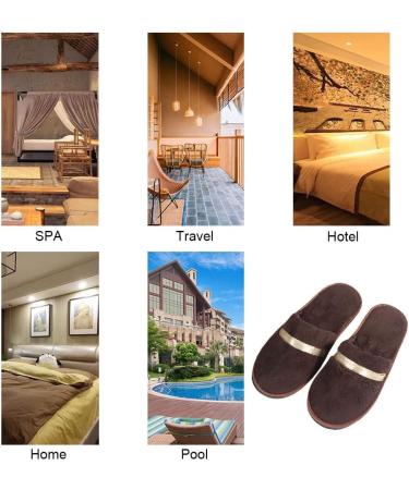 Buy Tianmao Hotel Slippers 5 Pairs of Closed-Toe Coral Fleece Guest Slippers for Spa Travel & Parties Universal Size Brown & Beige - Buy Online on GoSupps.com