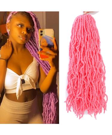 Soft locs crochet hair 18 inch 6 packs(21 strands/pack) pink faux locs pre looped braids butterfly locs synthetic crochet hair dreadlocks hair extensions for black women (18 Inch Pink) 18 Inch (Pack of 6) # Pink