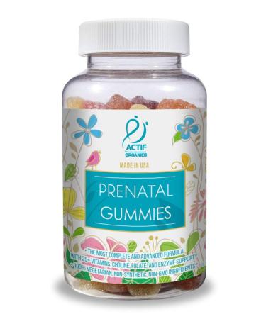 Actif Prenatal Gummies with 25+ Organic Vitamins and Organic Herbal Blend - Non-GMO 100% Vegetarian 90 Count Made in USA