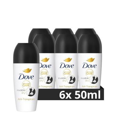 Dove Dove Advanced Care Roll-On Invisible Dry Anti-Perspirant Deodorant Against White Spots Protects 48 Hours Against Body Odor and Underarm Moisture 50 ml - Pack of 6