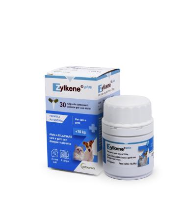Zylkene Plus Complementary food | Cats and Dogs up to 10 kg | Relaxing for recurring uncomfortable situations |, 30 capsules of 75 mg