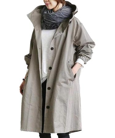 2023 Stylish Medium Length Windbreaker Coat for Women - X-Large Grey - Buy Online on GoSupps.com